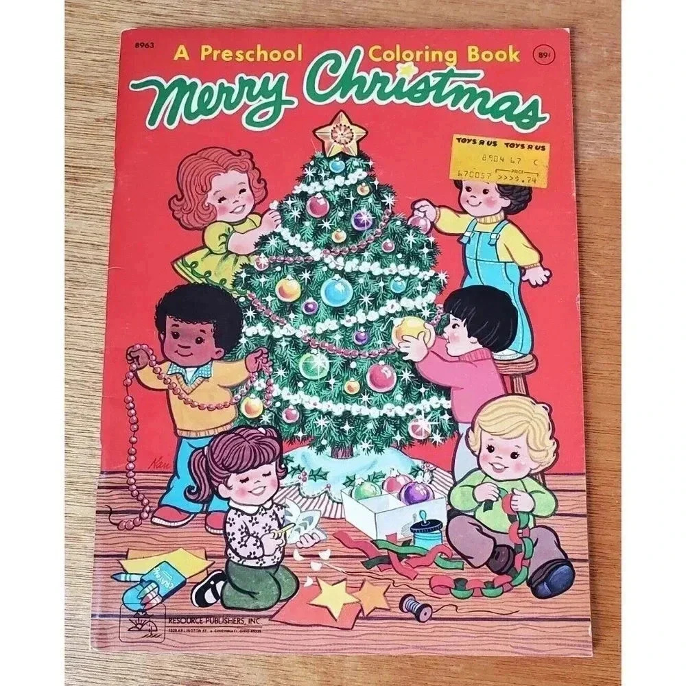 Merry Christmas: A Preschool Coloring Book 1976 Tear Out Pages, Uncolored